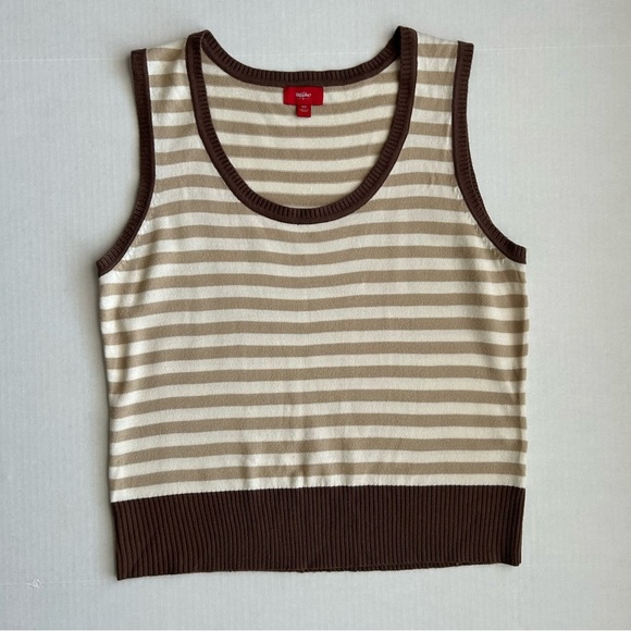 Mossimo Supply Co. Sweaters - Vintage Mossimo Women’s Brown Cream Striped Sweater Vest Y2K XXL